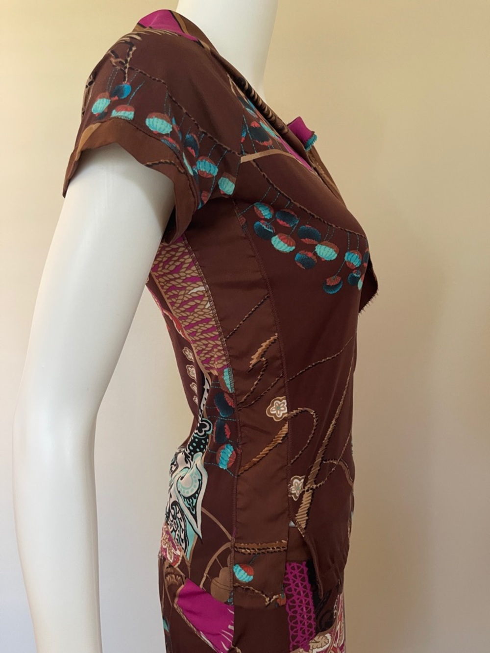 Brown Floral Print Tie-Waist two piece Dress - Picture 11 of 16